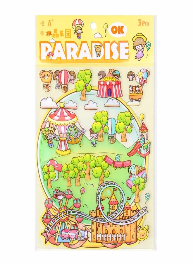 Palap TruGyft® DIY 3D House Stickers Pack of 4 with Tweezer - Cute Cartoon Scene Kits for Kids Dreamland-Crystal Paradise, Bottle World, Tree House, Secret Flower Room - Image 4